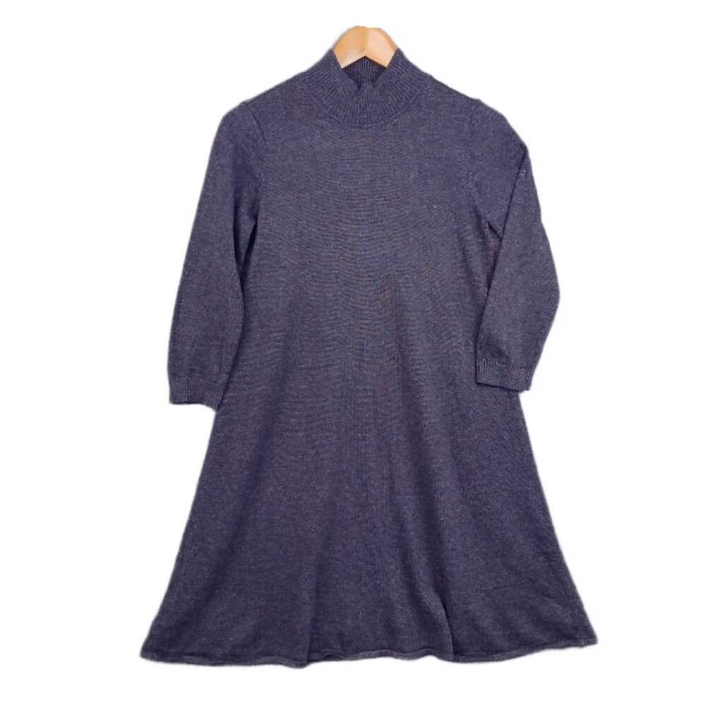 Marc New York Knit Dress Gray Mock Neck Long Sleeve A Line Small/Medium